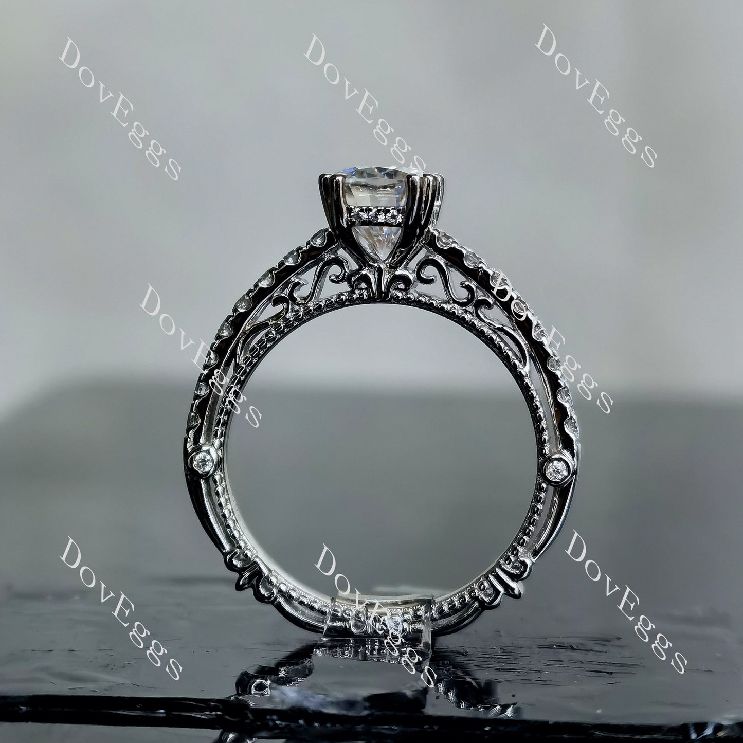 DovEggs 2ct (G-H-I) Color Cushion Pave Vintage moissanite Engagement Ring (Amazon clearance)
