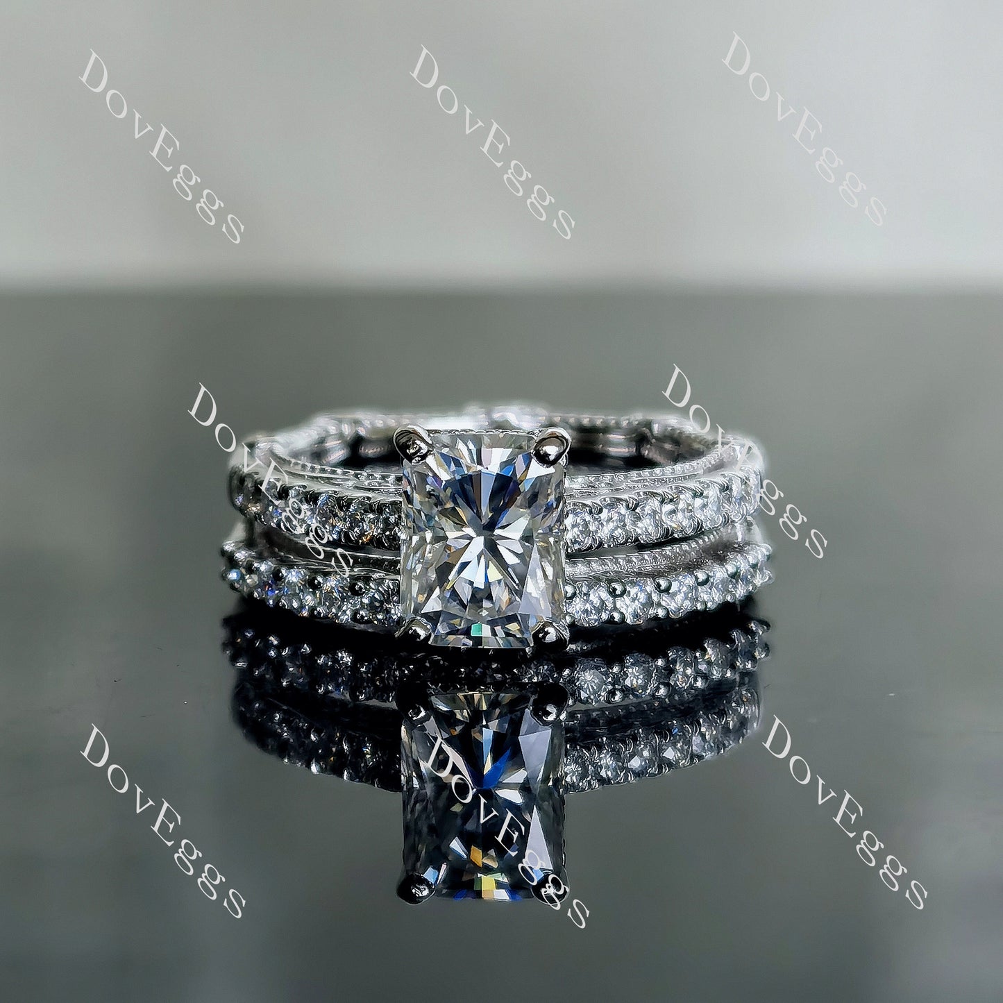 DovEggs 2ct (G-H-I) Color Radiant Vintage Pave moissanite Engagement Ring (Amazon clearance)