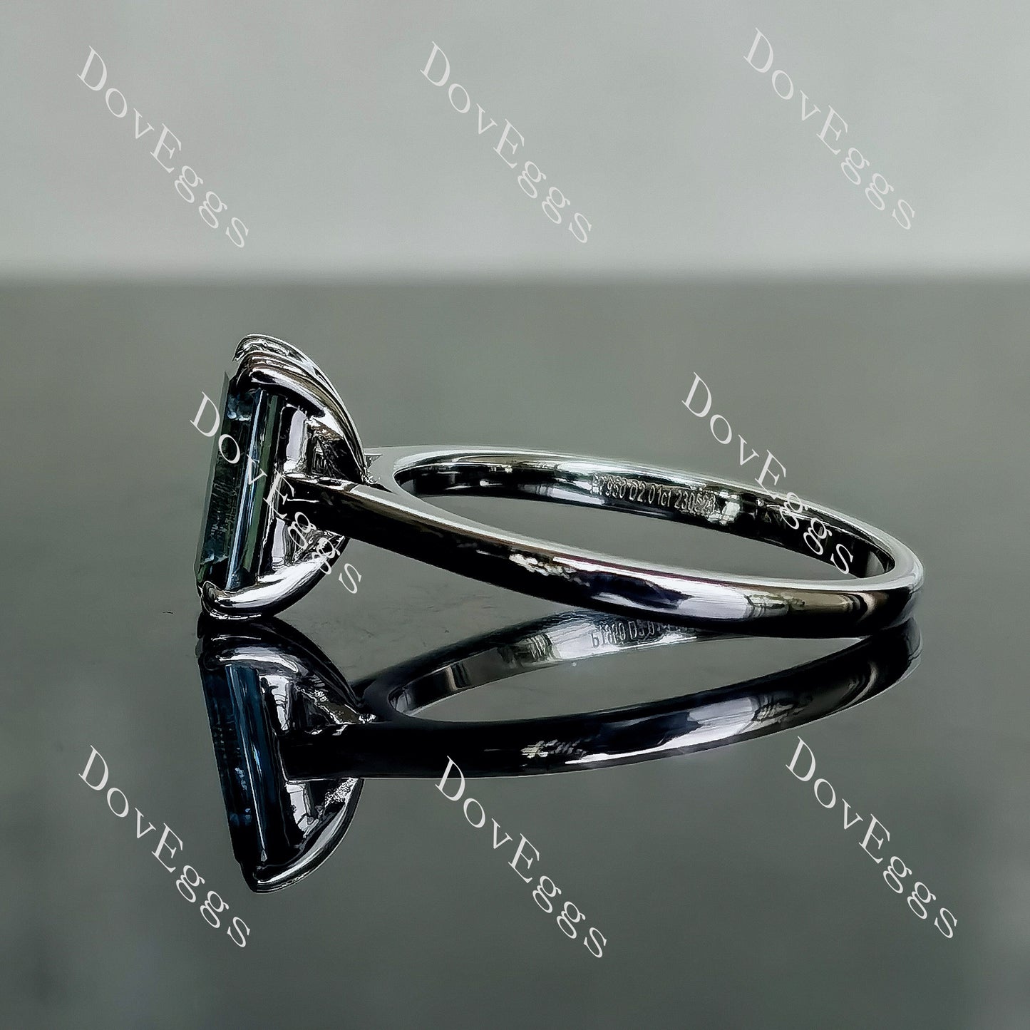 DovEggs 2ct emerald solitaire peacock blue moissanite Engagement Ring