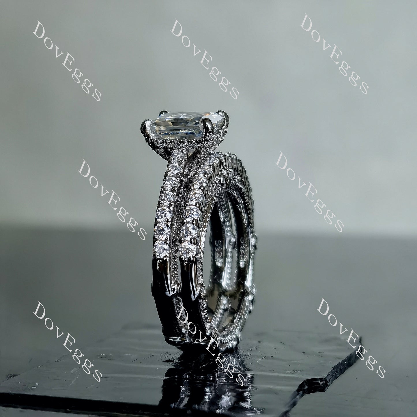 DovEggs 2ct (G-H-I) Color Radiant Vintage Pave moissanite Engagement Ring (Amazon clearance)