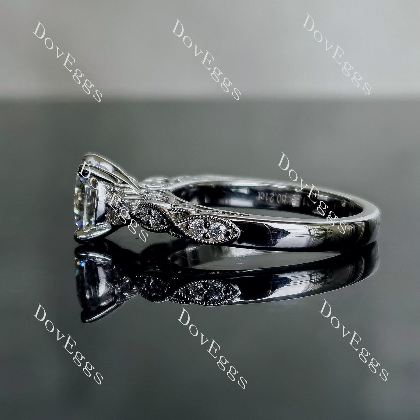 DovEggs 1.5ct (G-H-I) Color Round Vintage moissanite Engagement Ring/Bridal set (Amazon clearance)