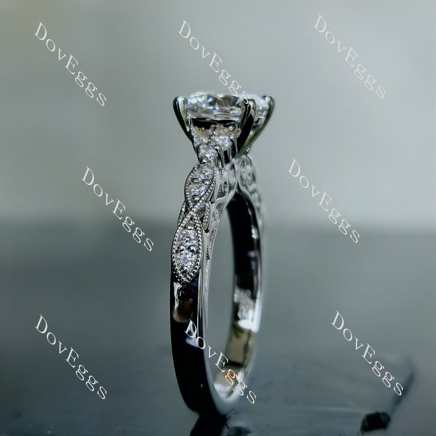 DovEggs 1.5ct (G-H-I) Color Round Vintage moissanite Engagement Ring/Bridal set (Amazon clearance)