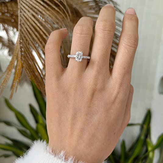 DovEggs 2ct (G-H-I) Color Cushion Pave Vintage moissanite Engagement Ring (Amazon clearance)