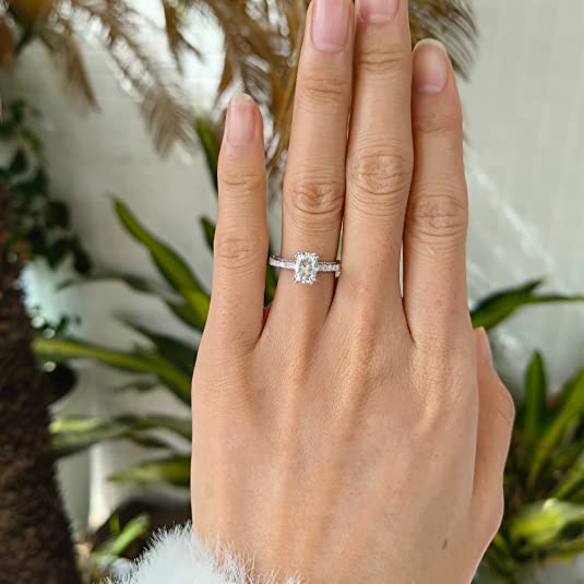 DovEggs 2ct (G-H-I) Color Cushion Pave Vintage moissanite Engagement Ring (Amazon clearance)