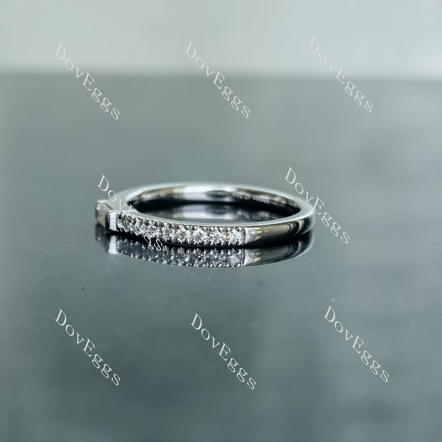 Doveggs 0.2ct G-H-I color emerald 0.41cttw half eternity pave sterling silver moissanite band