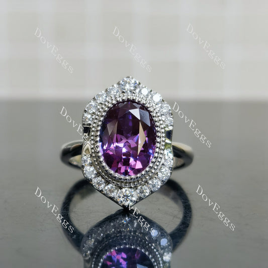 (size 7.5) Doveggs sterling silver 4ct oval purple sapphire colored gem ring (official site clearance)