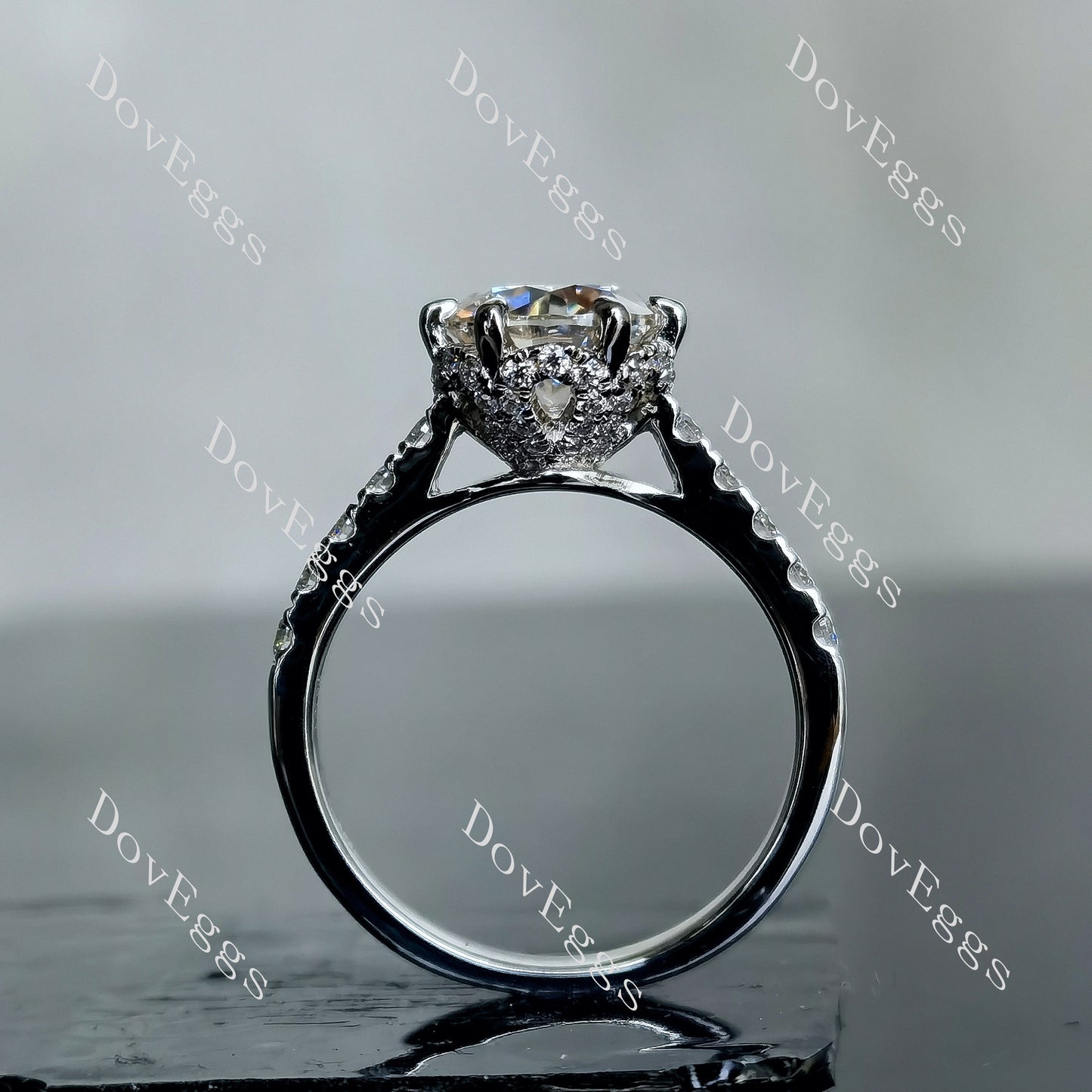DovEggs 2ct (G-H-I) Color Round Floral moissanite Engagement Ring (Amazon clearance)