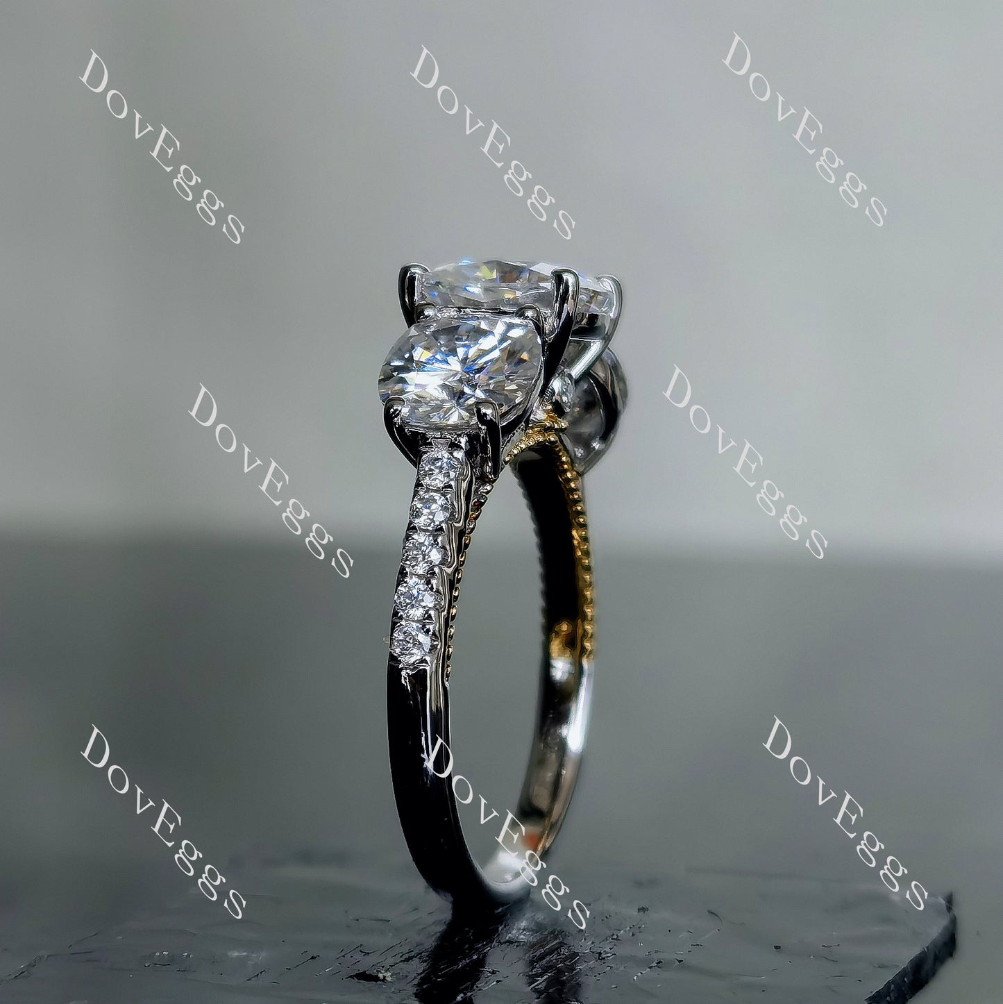 DovEggs 14K Yellow Gold & Sterling Silver 4ct cushion moissanite Ring (Amazon clearance)