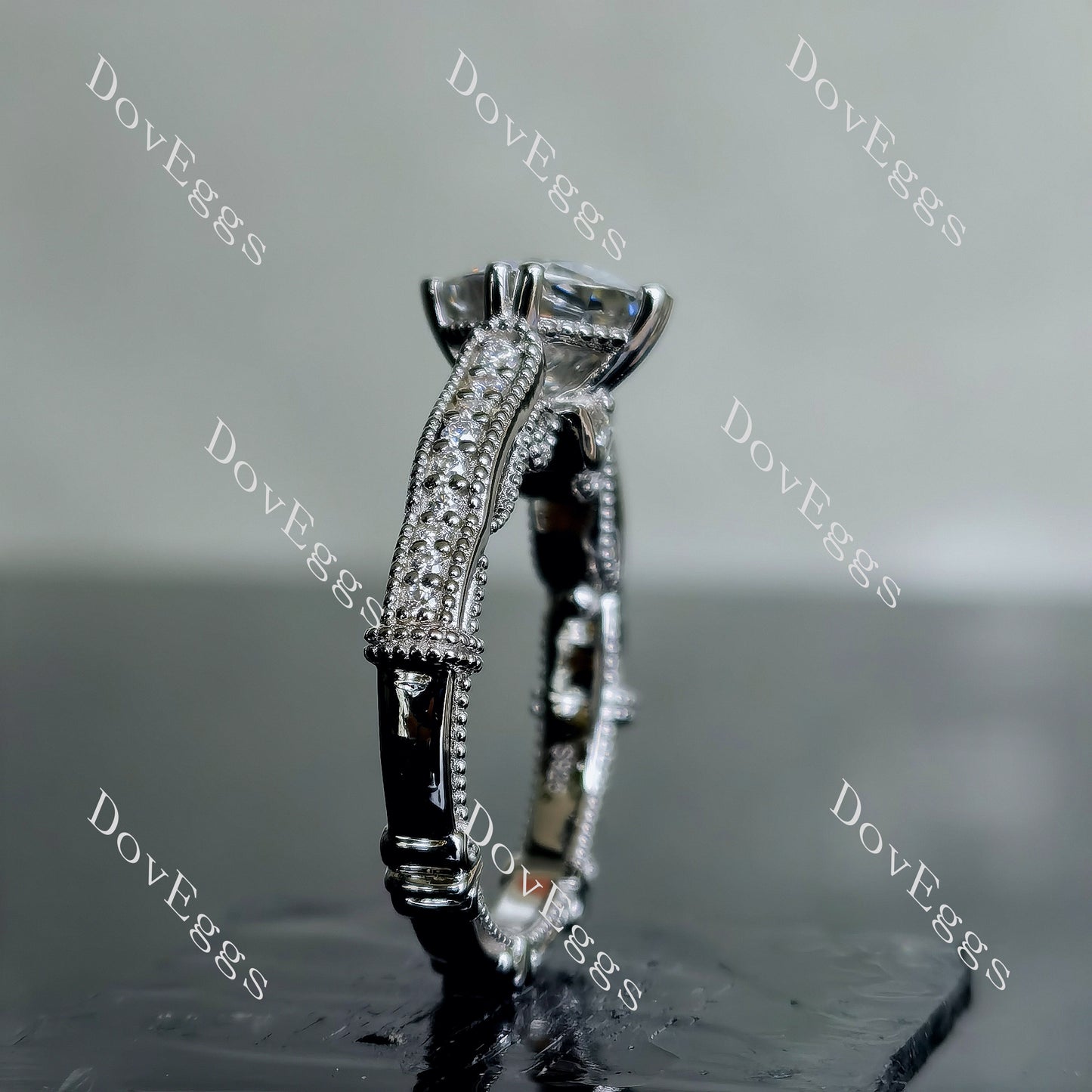 DovEggs 2ct (G-H-I) Color Cushion Pave moissanite Engagement Ring (Amazon clearance)