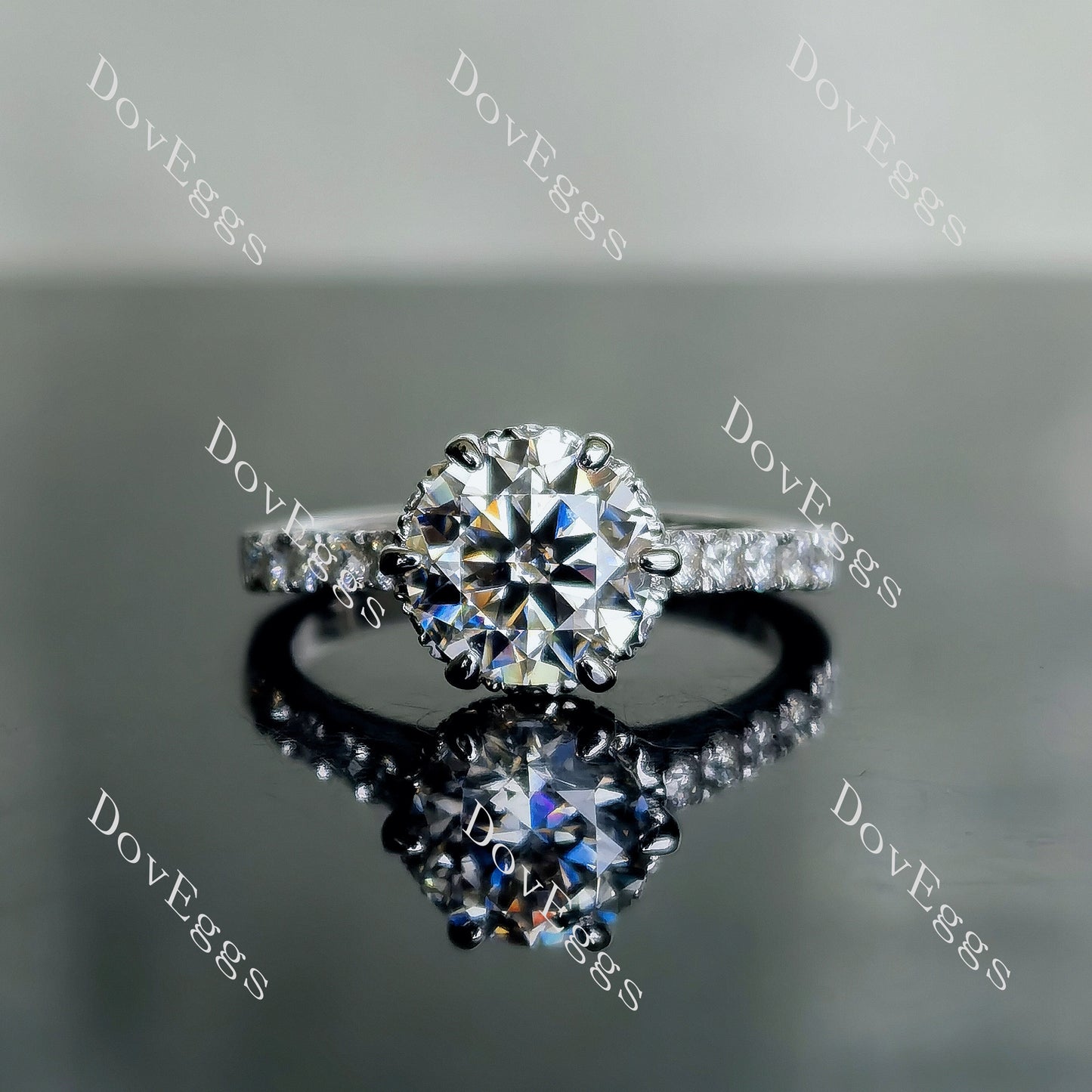 DovEggs 2ct (G-H-I) Color Round Floral moissanite Engagement Ring (Amazon clearance)