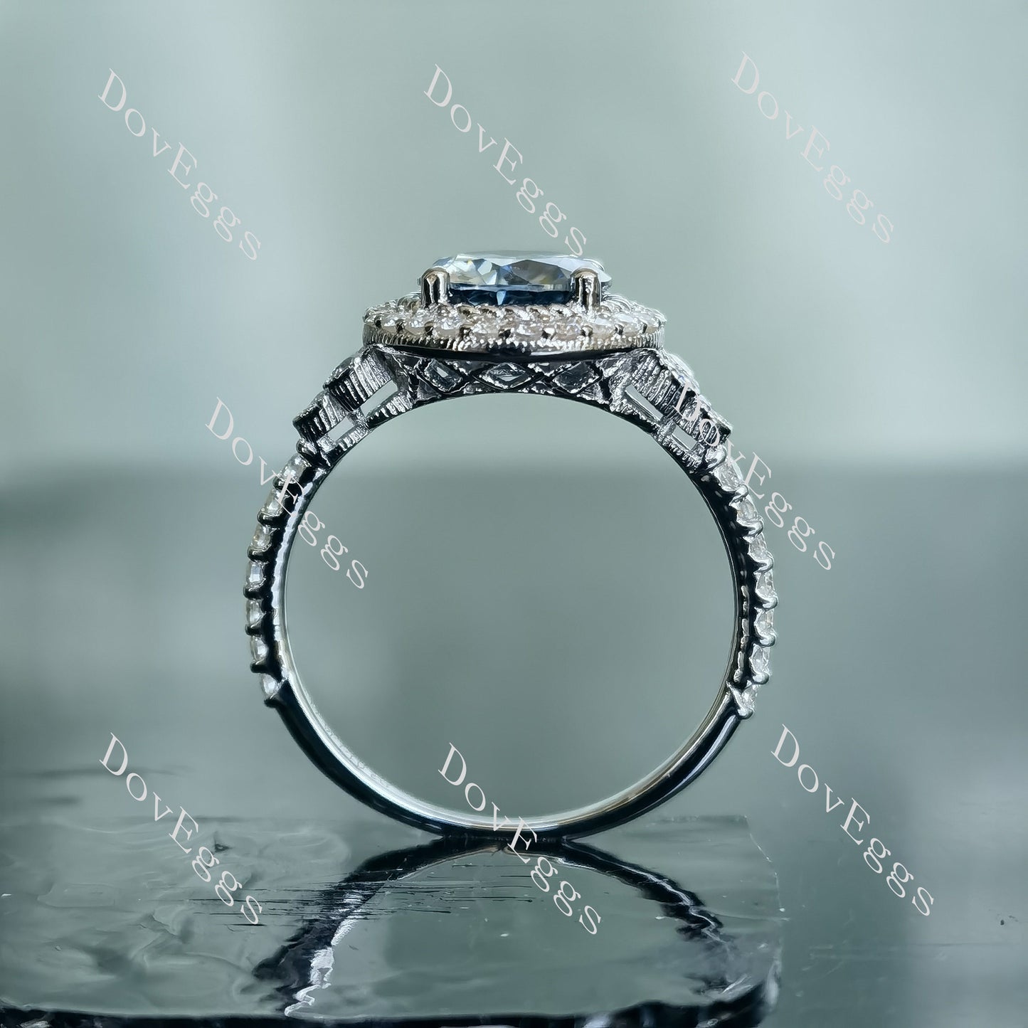Doveggs Twilight Blue 2ct Round 2.5cttw Moissanite Stones Sterling Silver Ring