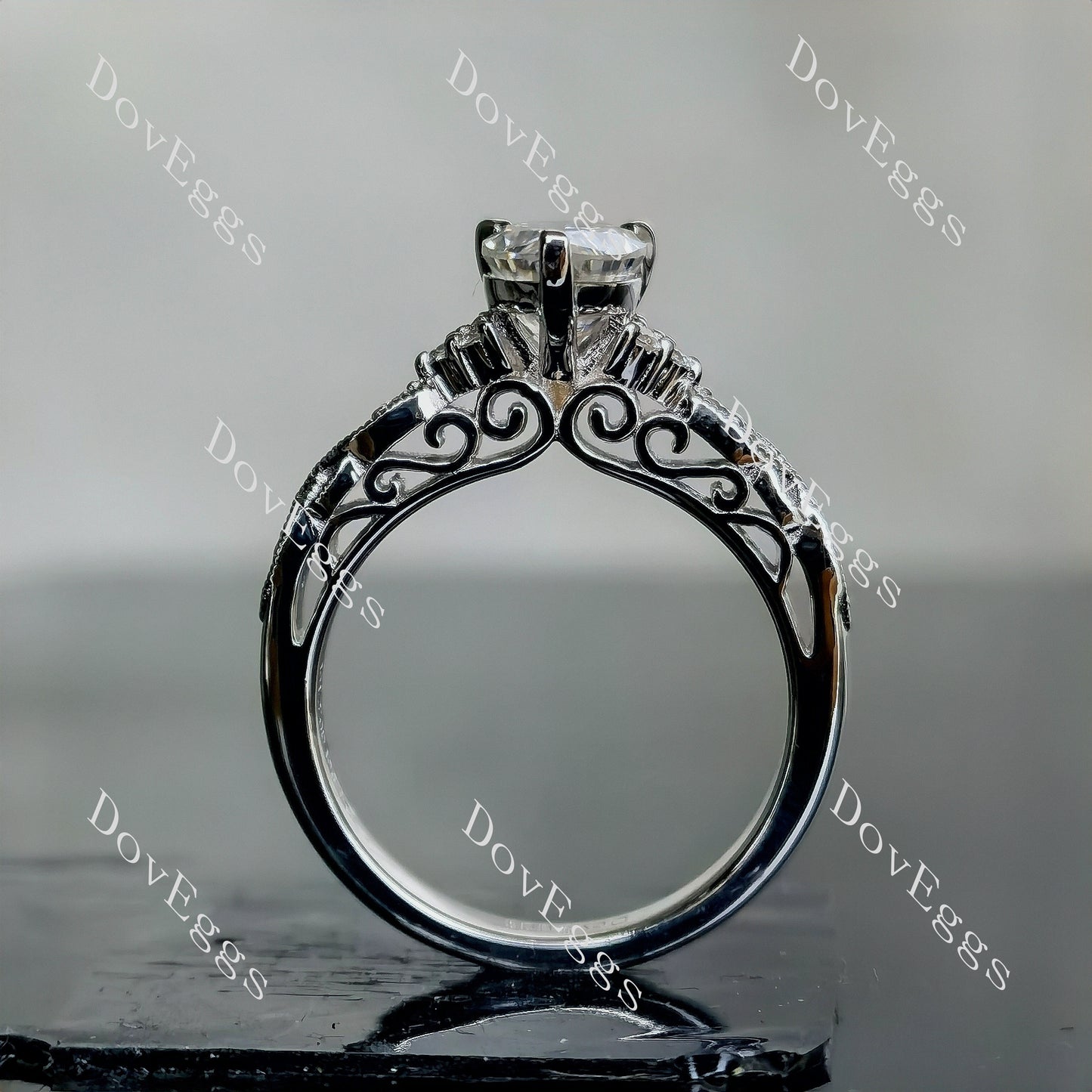 DovEggs 1.5ct (G-H-I) Color Pear Vintage moissanite Engagement Ring/Bridal Set (Amazon clearance)
