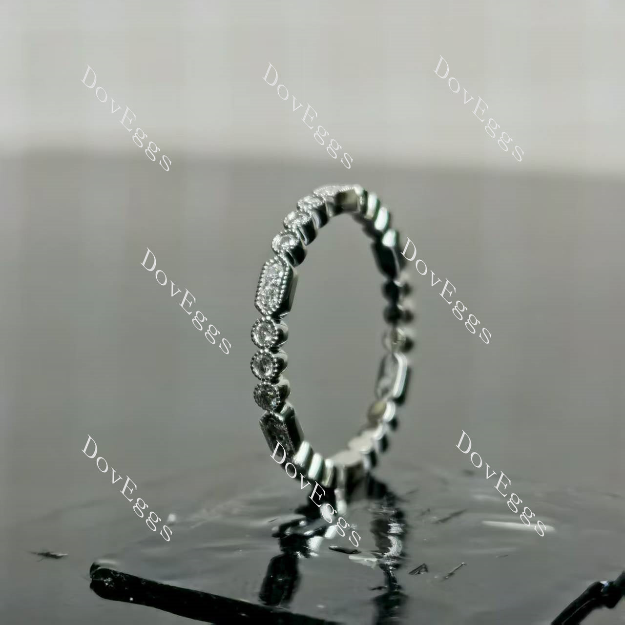 (size 4.75) Doveggs 14K white gold 0.24cttw round lab grown diamond wedding band-1.8mm band width