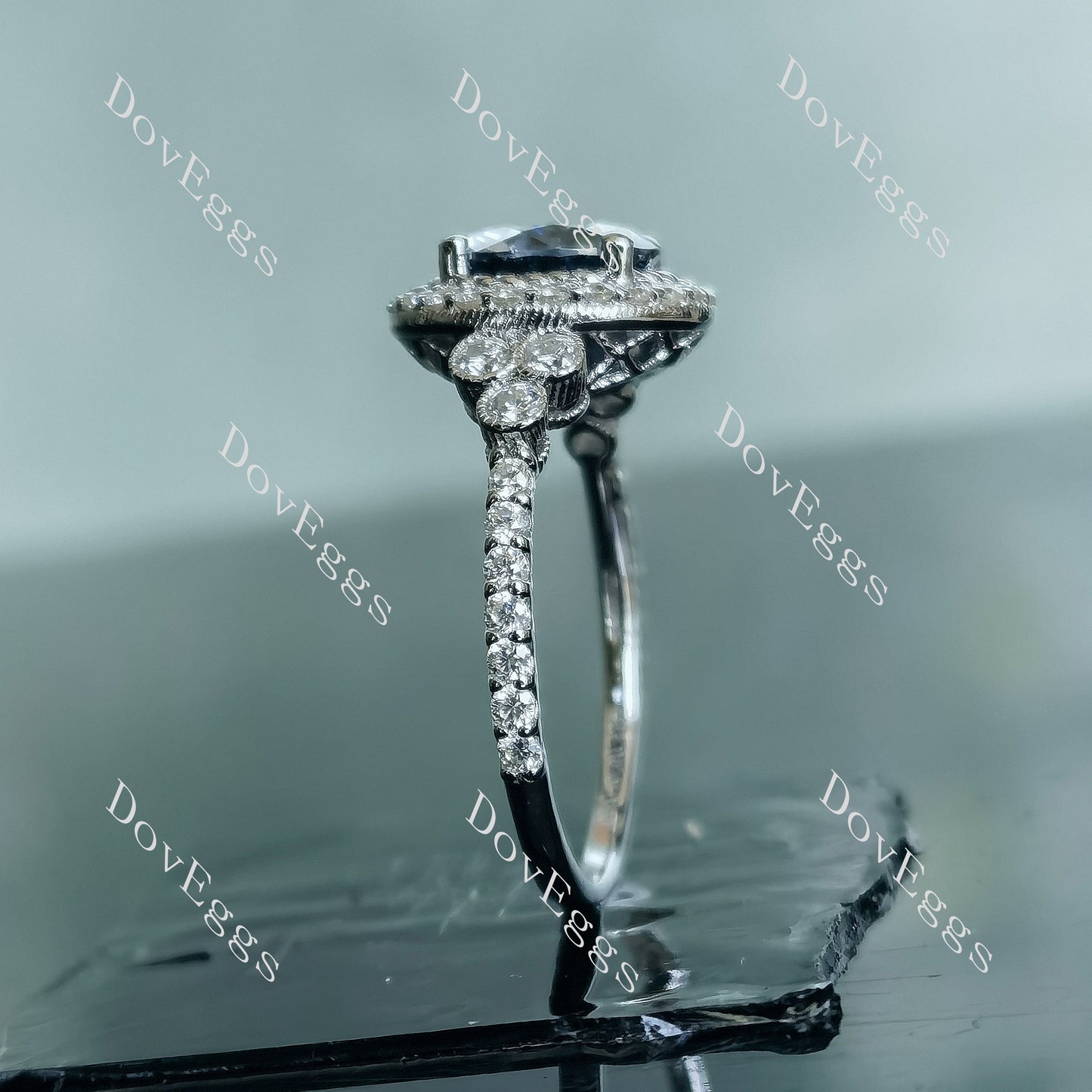Doveggs Twilight Blue 2ct Round 2.5cttw Moissanite Stones Sterling Silver Ring