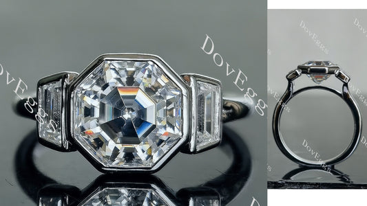 Doveggs 3ct Royal Asscher 3.5cttw Moissanite Stones Sterling Silver Ring