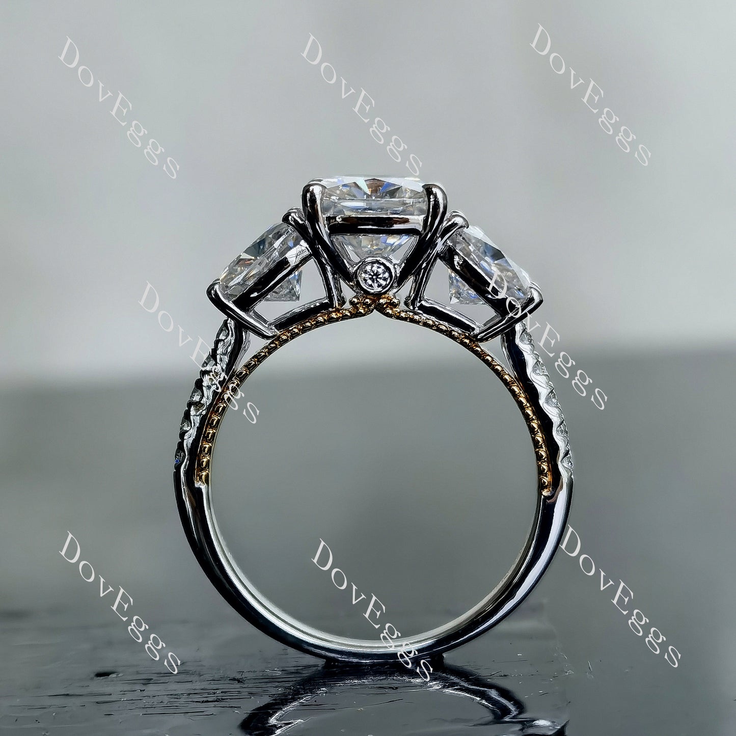 DovEggs 14K Yellow Gold & Sterling Silver 4ct cushion moissanite Ring (Amazon clearance)