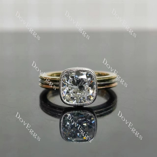 (size 5.5) Doveggs 10k rose gold & white gold & yellow gold 2.248ct cushuion Excellent cut lab grown diamond ring(certified)