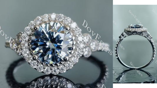 Doveggs Twilight Blue 2ct Round 2.5cttw Moissanite Stones Sterling Silver Ring