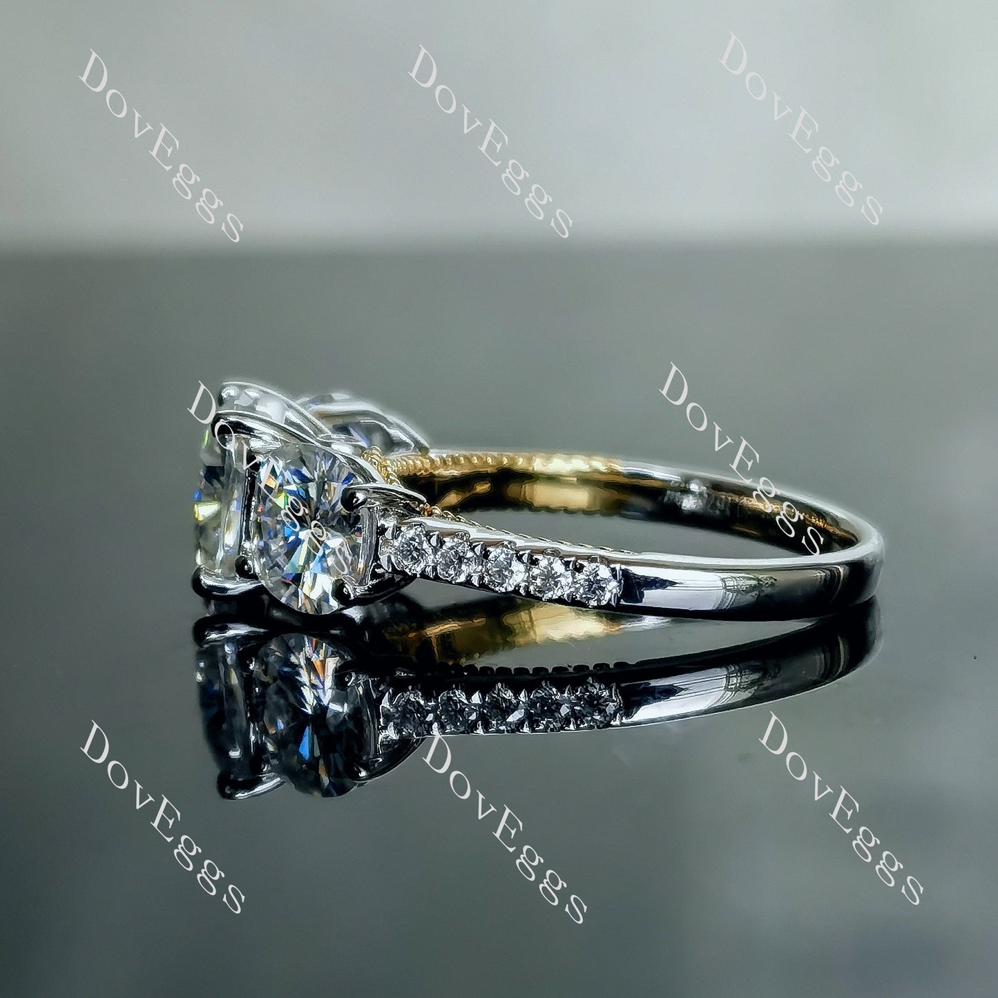 DovEggs 14K Yellow Gold & Sterling Silver 4ct cushion moissanite Ring (Amazon clearance)