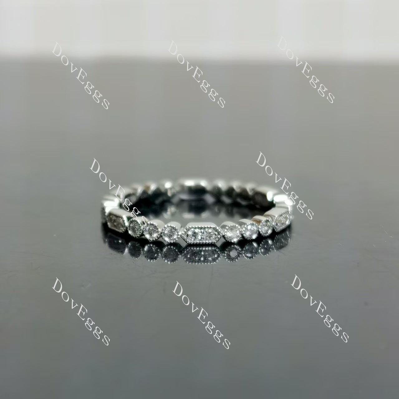 (size 4.75) Doveggs 14K white gold 0.24cttw round lab grown diamond wedding band-1.8mm band width