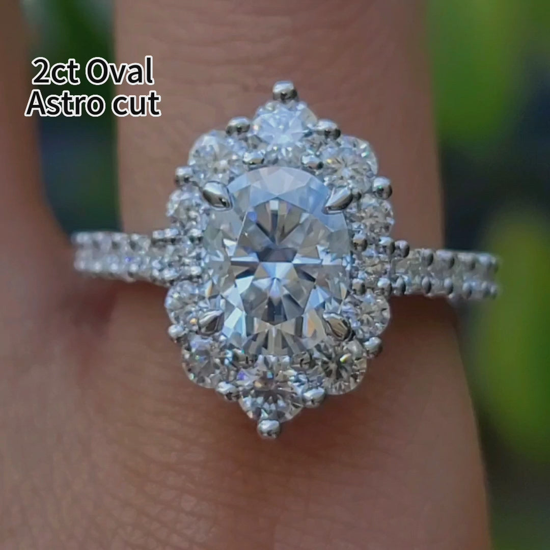 DovEggs 2ct G H I Color Oval Asrto Pave moissanite Engagement