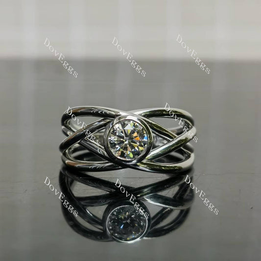 (size 8.25) Doveggs sterling silver 0.81ct round D color VS1 lab grown diamond engagement ring(certified)