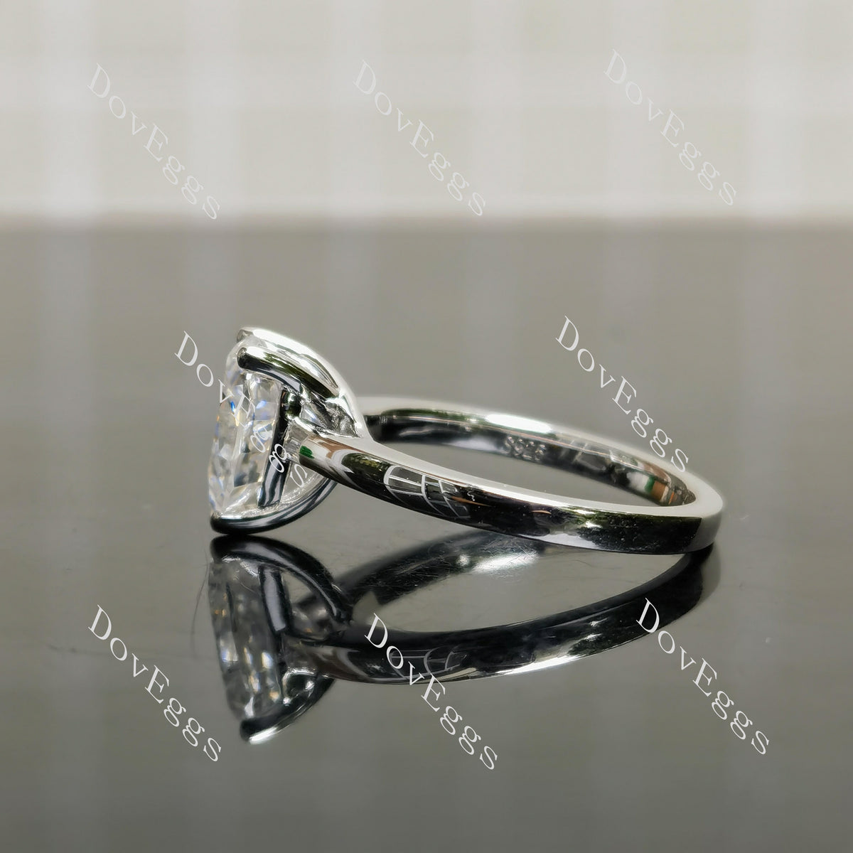 (size 5.75) Doveggs sterling silver 2ct pear DEF color moissanite enga ...