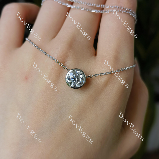 Doveggs 10k white gold 2ct round moissanite pendant with 14k gold chain (official site clearance)