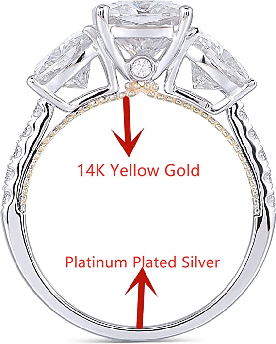 DovEggs 14K Yellow Gold & Sterling Silver 4ct cushion moissanite Ring (Amazon clearance)