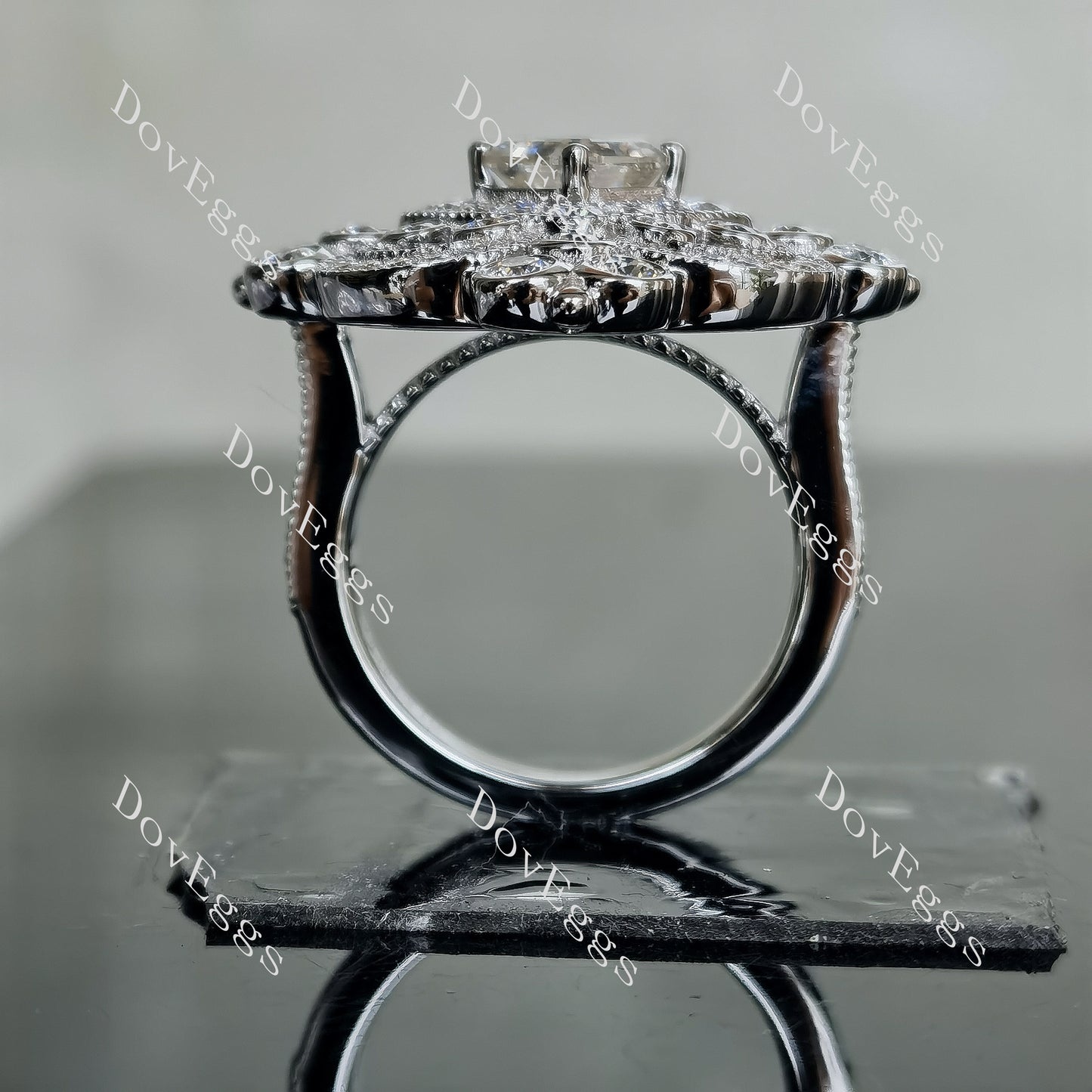 Doveggs 1.5ct asscher center stone 3.3cttw G-H-I color sterling silver moissanite ring