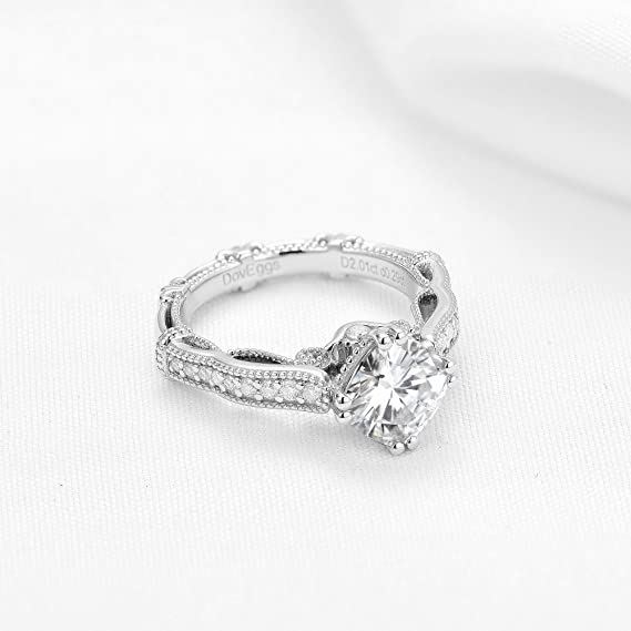 DovEggs 2ct (G-H-I) Color Cushion Pave moissanite Engagement Ring (Amazon clearance)