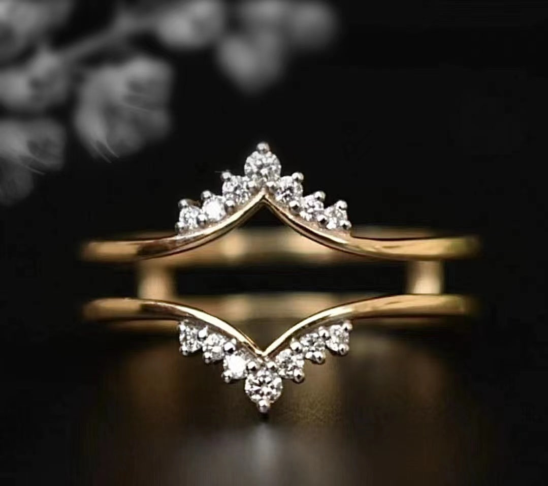 Doveggs 0.43ct round G-H-I color art deco sterling silver moissanite enhancer/moissanite band