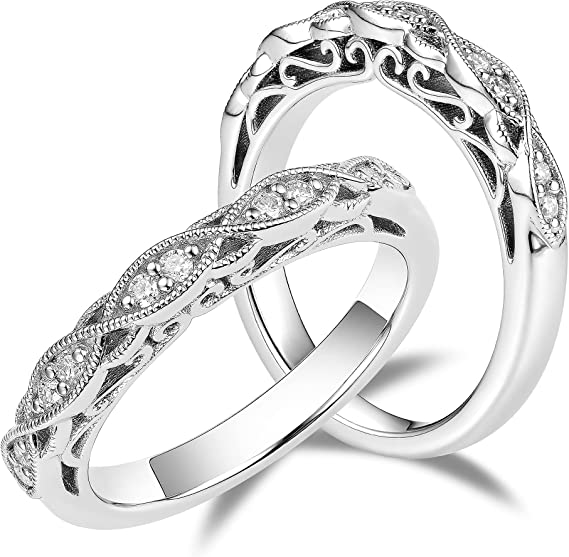 DovEggs 1.5ct (G-H-I) Color Pear Vintage moissanite Engagement Ring/Bridal Set (Amazon clearance)