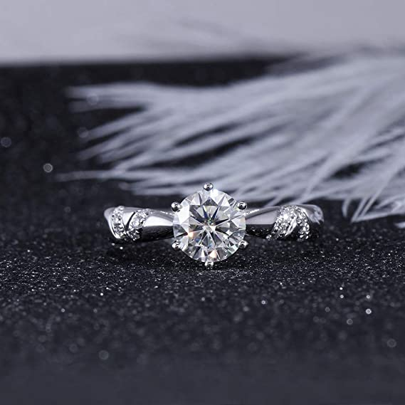 DovEggs 1ct (G-H-I) Color Round moissanite Engagement Ring (Amazon clearance)