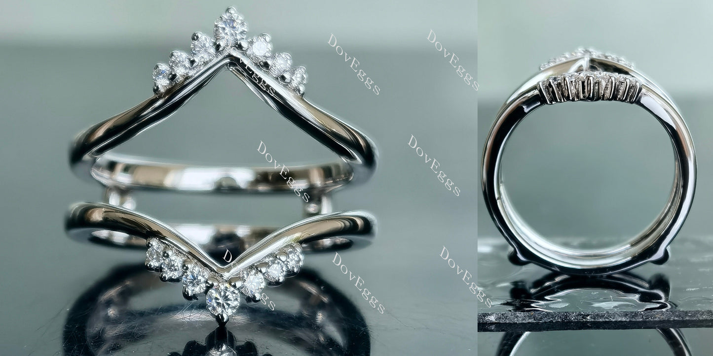 Doveggs 0.43ct round G-H-I color art deco sterling silver moissanite enhancer/moissanite band