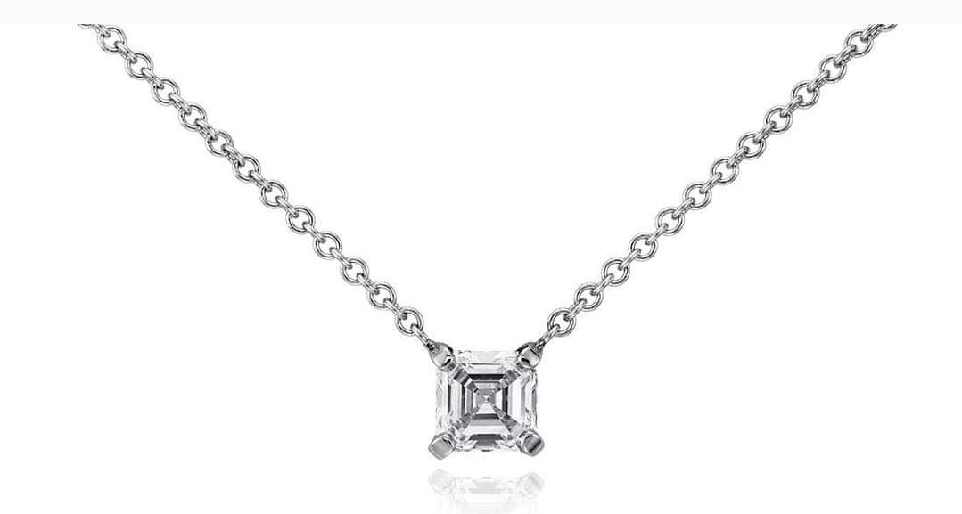 Doveggs 2.5ct asscher center G-H-I color sterling silver moissanite pendant necklace