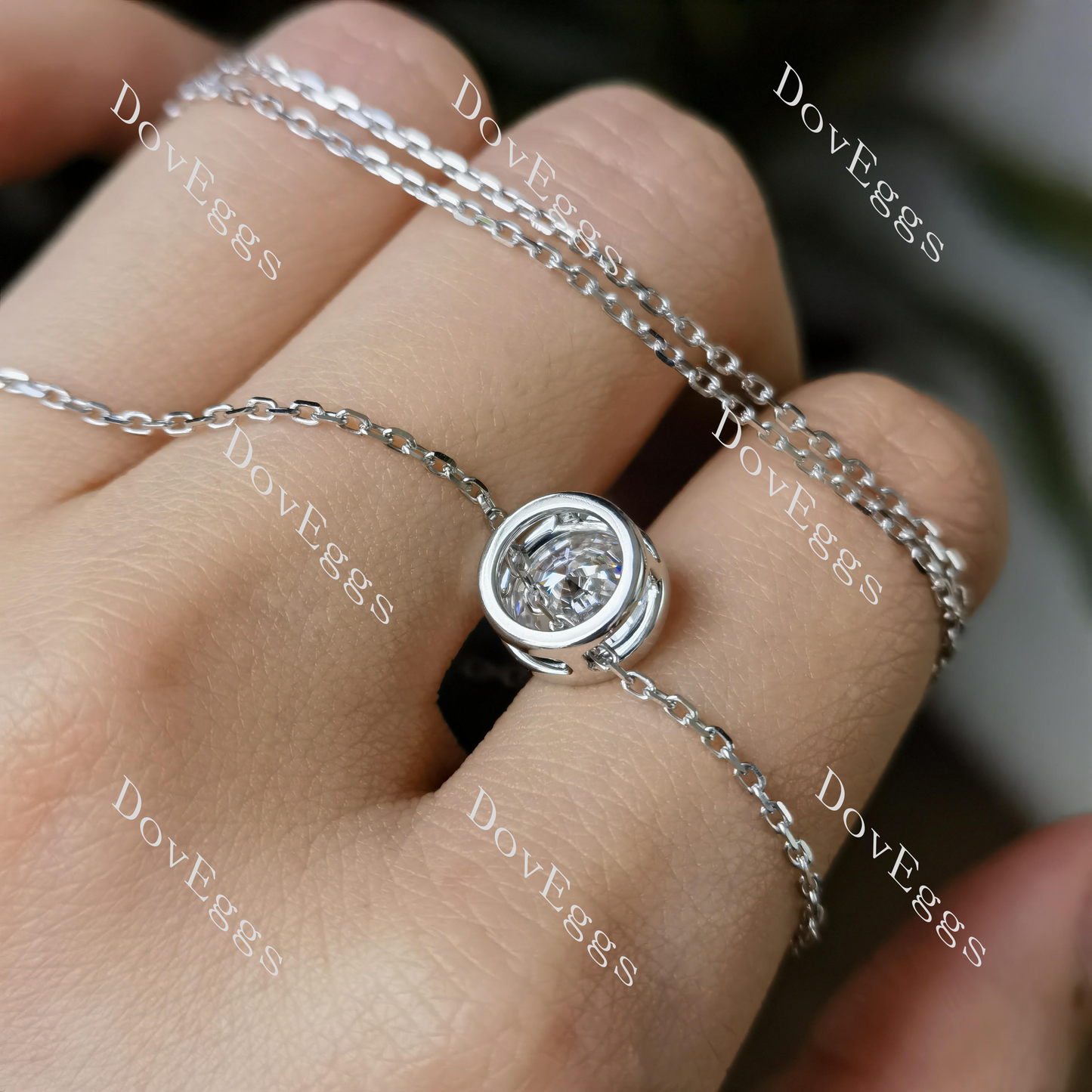 Doveggs 10k white gold 2ct round moissanite pendant with 14k gold chain (official site clearance)