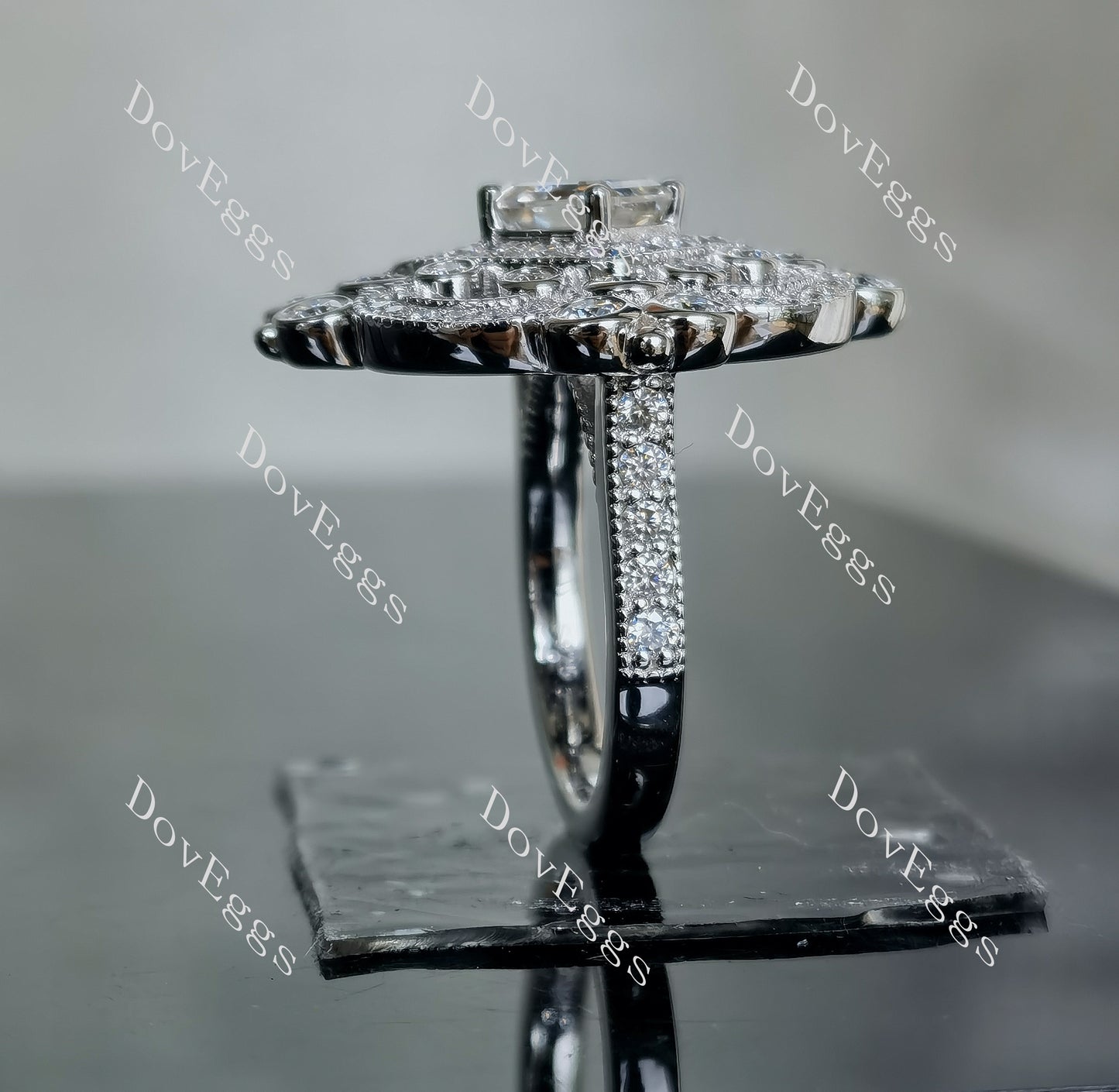 Doveggs 1.5ct asscher center stone 3.3cttw G-H-I color sterling silver moissanite ring