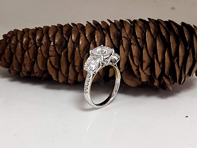 DovEggs 14K Yellow Gold & Sterling Silver 4ct cushion moissanite Ring (Amazon clearance)
